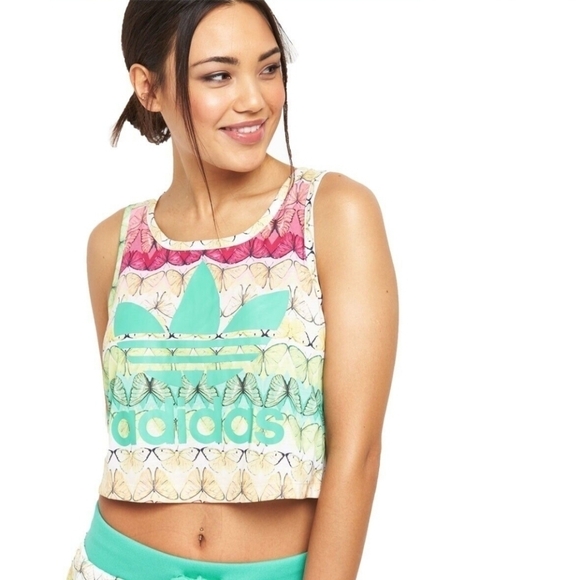 Adidas Originals Borbofresh Butterfly Crop Tank Top L - Picture 1 of 8